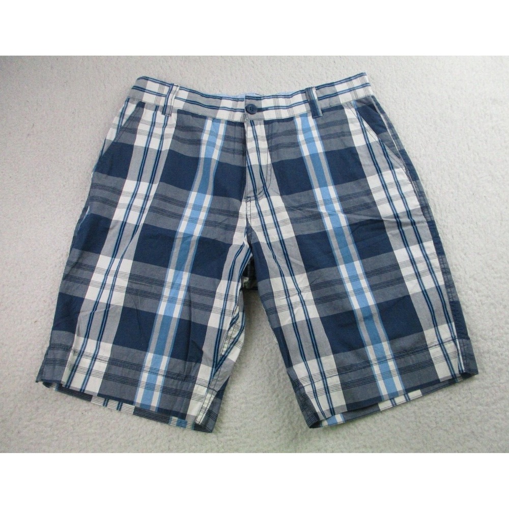 Canterbury Of New Zealand Shorts Mens Size 32 Blue White Plaid Chino Golf Casual